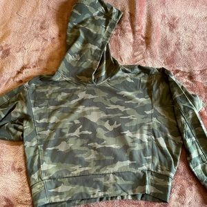 Camo green color- small semi crop hoodie